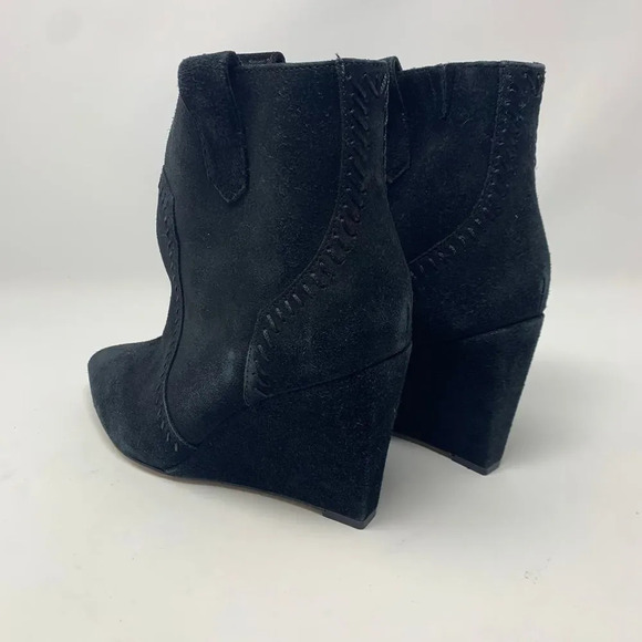 Rebecca Minkoff Bianca Wedge Booties Black Suede - Picture 10 of 12